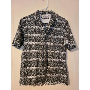 Penguin Shirt Men's Small Short Sleeve Team Print Overall Collared Casual (GG)